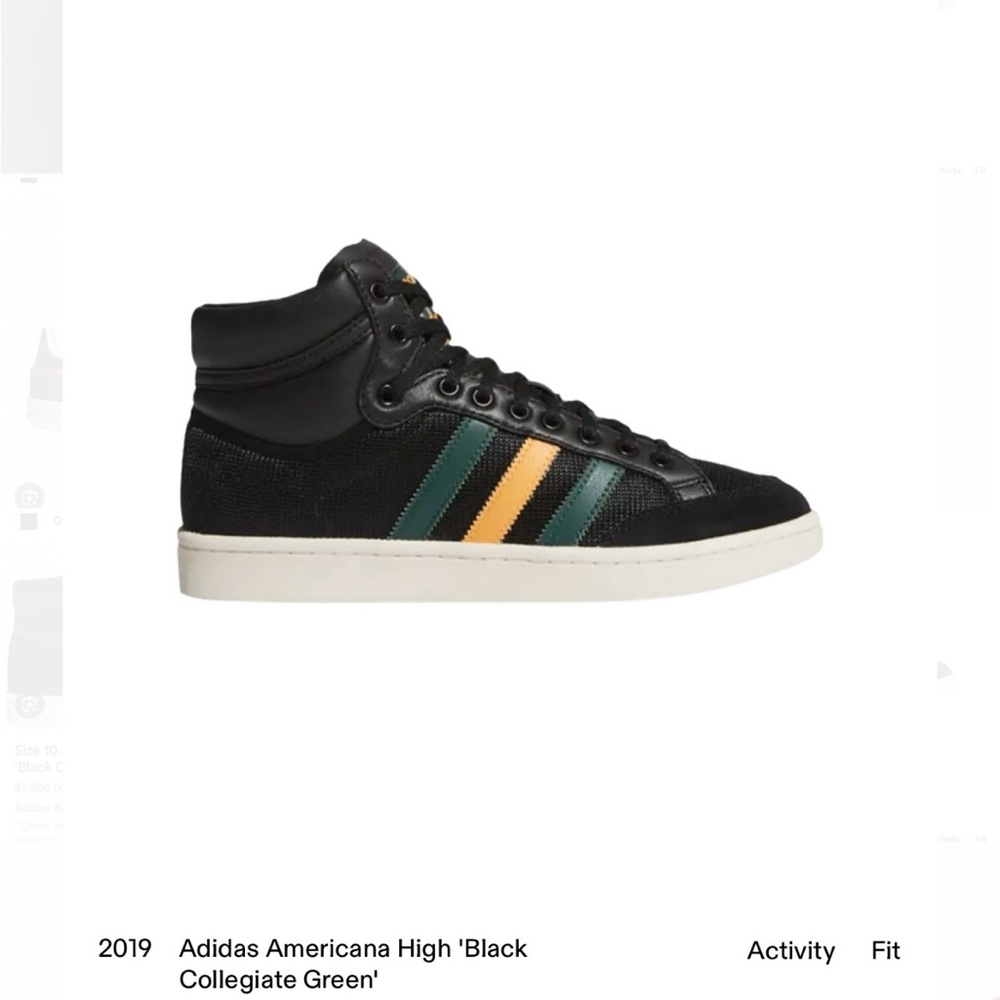Adidas Americana High Black with Green and Gold Stripes